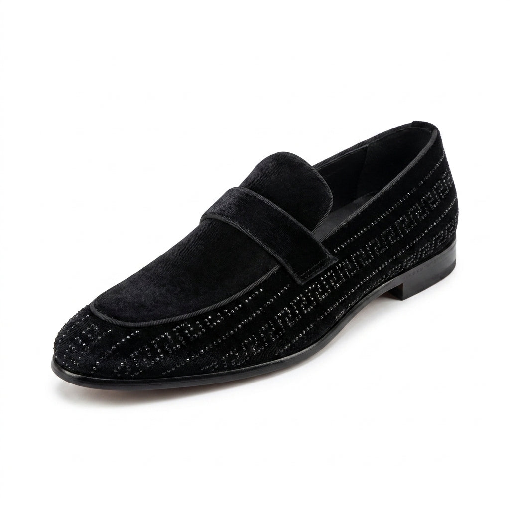 After Midnight Vincent Greek Key Crystal Loafer