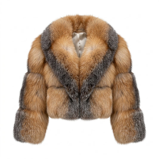 Kashani Women's Natural Silver/Red Fox Fur Jacket