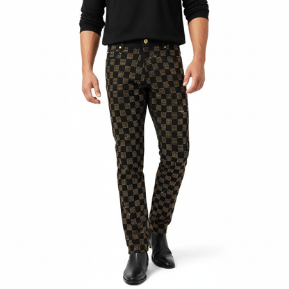 Dazzle Check Denim Pant BLACK/GOLD