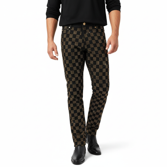 Dazzle Check Denim Pant BLACK/GOLD