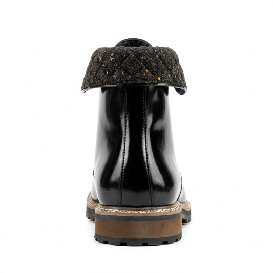 Giovanni 'Stuart' Black Tweed Cap-Toe Boots