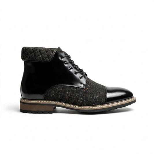 Giovanni 'Stuart' Black Tweed Cap-Toe Boots