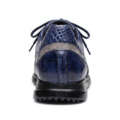 Mauri 8453 Wonder Blue / Grey Hornback Baby Croc / Ostrich Leg Sneakers