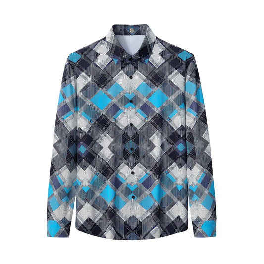 Diamond Plaid Stretch Shirt – El Baron BLUE