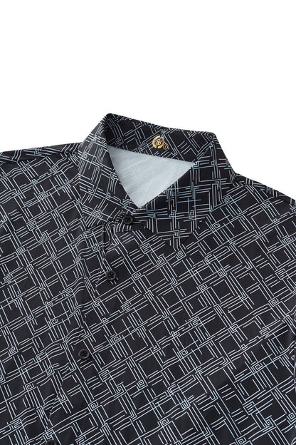 Seamless Geo Print Shirt – El Baron BLACK