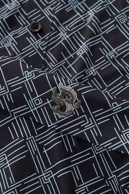 Seamless Geo Print Shirt – El Baron BLACK