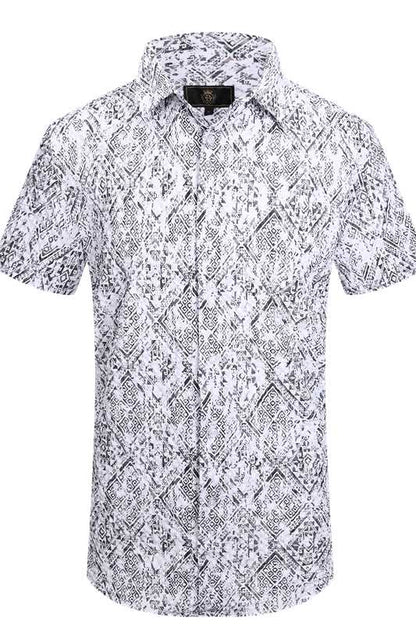 Geometric Cascade SS Shirt WHITE/BLACK