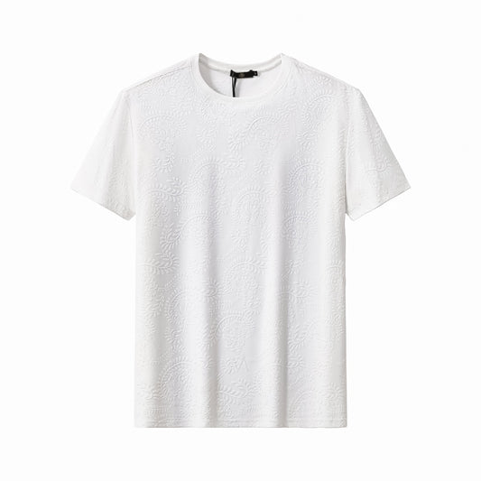 Embossed Paisley Tee – El Baron WHITE