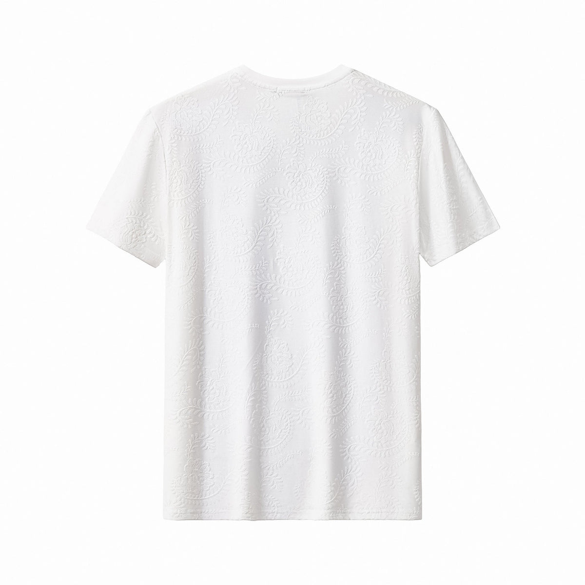 Embossed Paisley Tee – El Baron WHITE