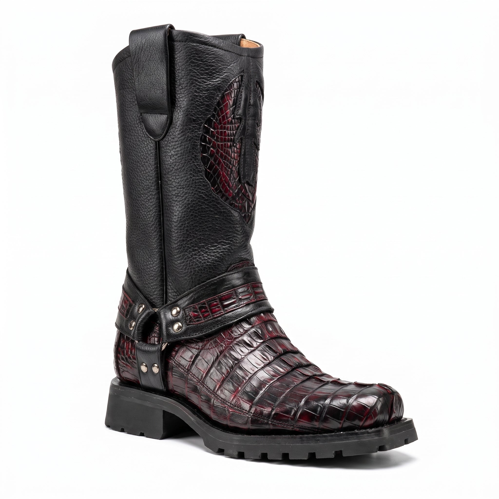 靴 Dark Crocodile Biker Boots Crocodile Boots & Alligator Boots for Men | Dudes Boutique
