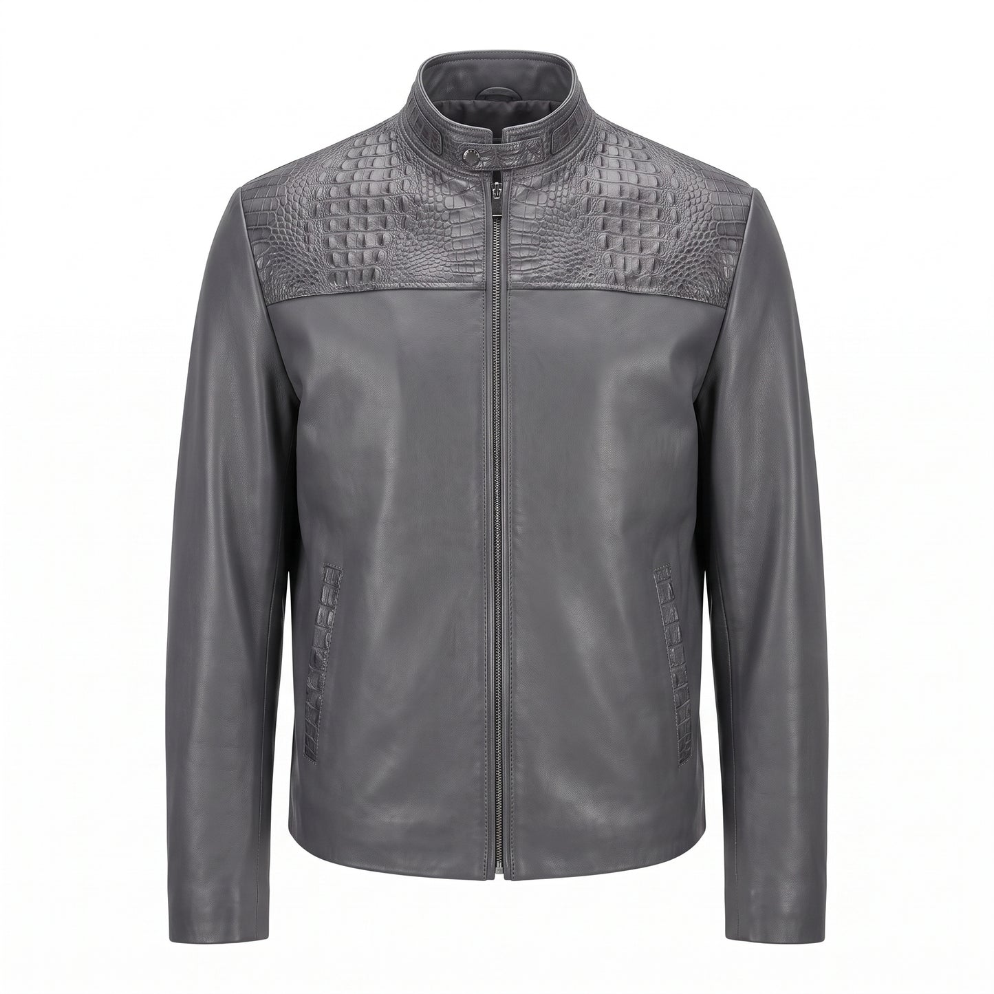 Safari Gray Horn-back Crocodile/Lambskin Jacket