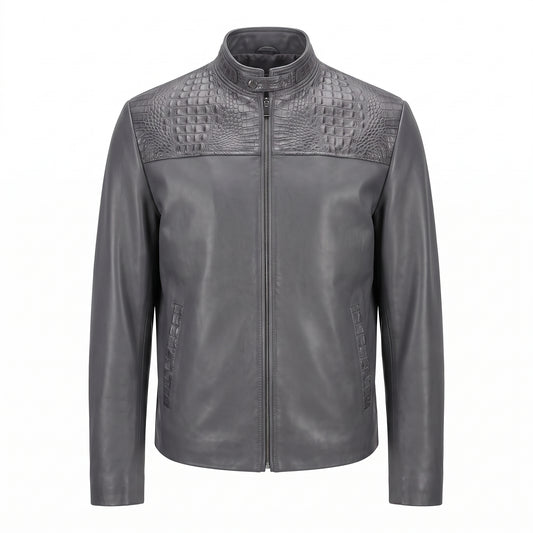 Safari Gray Horn-back Crocodile/Lambskin Jacket