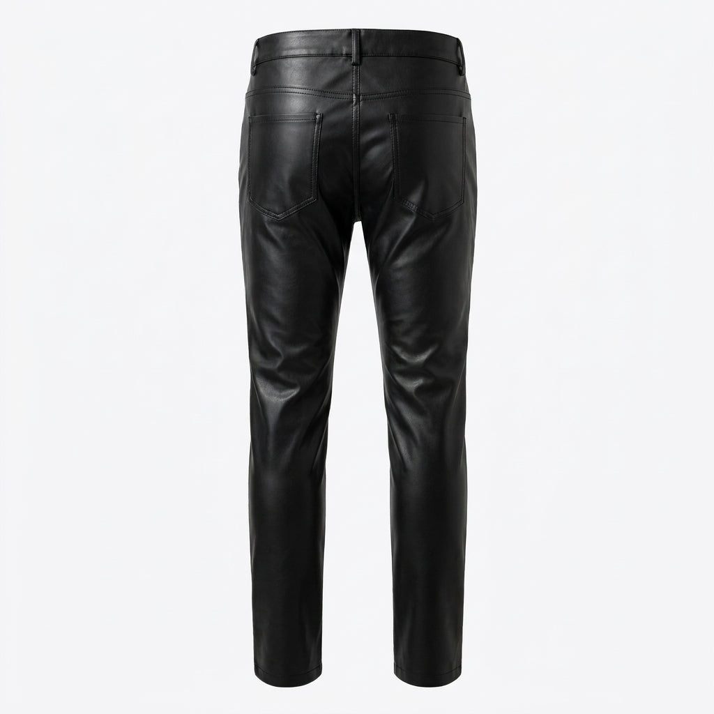 LCR Men's LC-PL10 Black PU Leather Pants