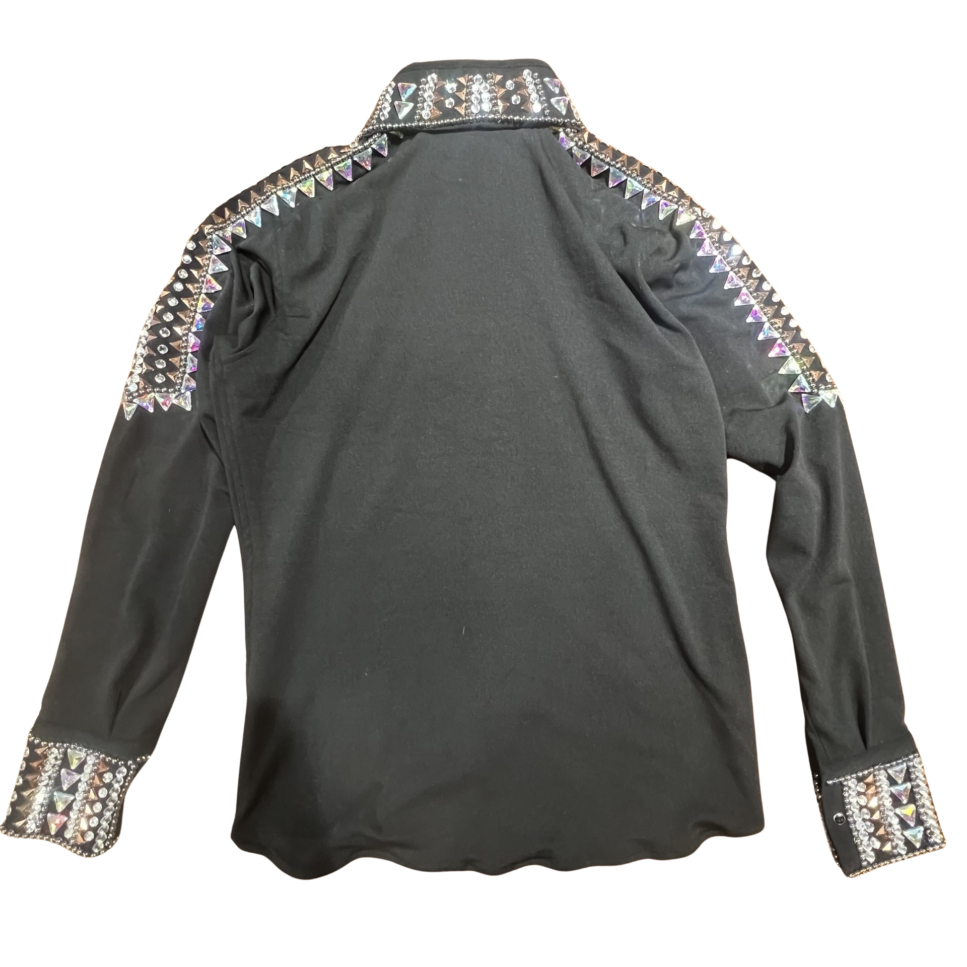 Kashani Black Royal Hyper Crystal Button-Up Zip Shirt - Dudes Boutique