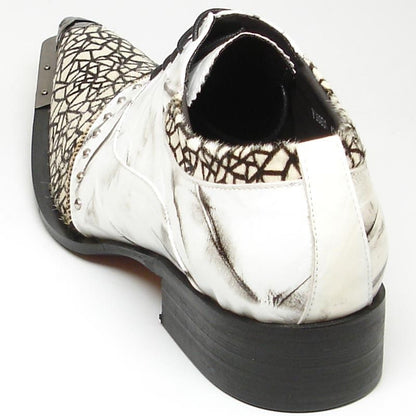 FI-6931 White Genuine Leather Gun Metal Tip Lace up Fiesso by Aurelio Garcia