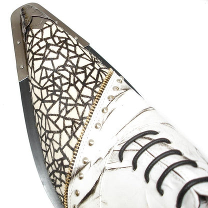 FI-6931 White Genuine Leather Gun Metal Tip Lace up Fiesso by Aurelio Garcia
