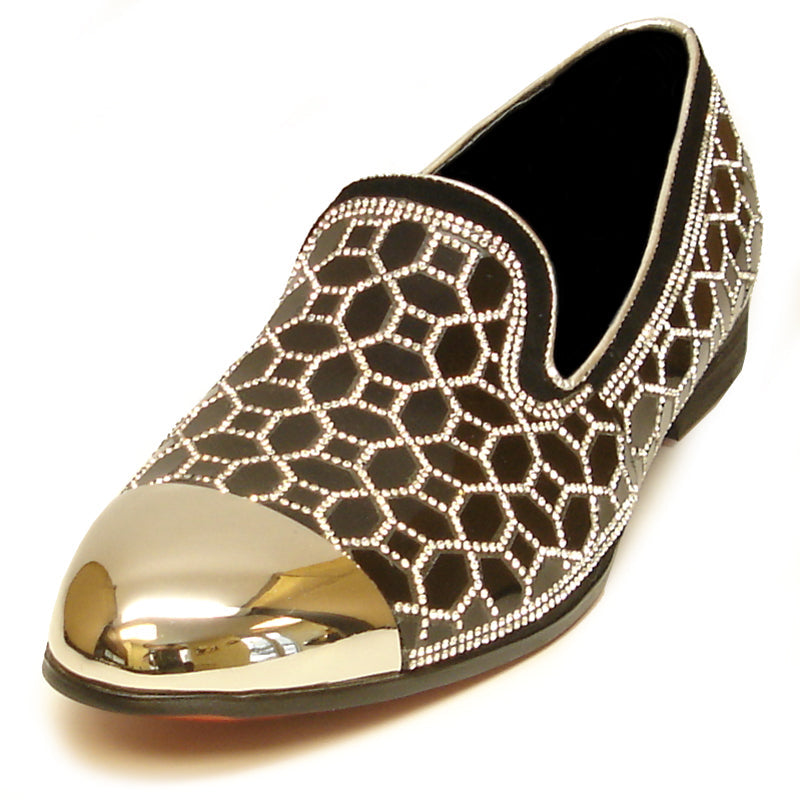FI-7024 Black Gun Metal Tip Slip on Loafer Fiesso by Aurelio Garcia