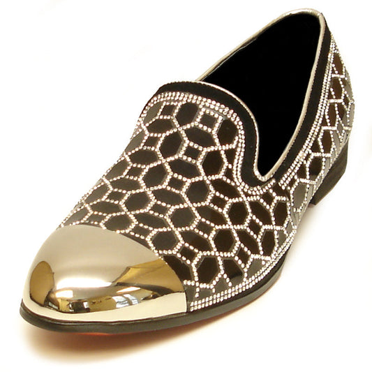 FI-7024 Black Gun Metal Tip Slip on Loafer Fiesso by Aurelio Garcia