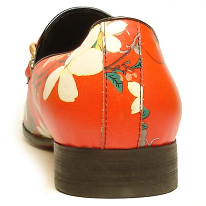 FI-7054 Red Leather Floral Print Fiesso by Aurelio Garcia slip on