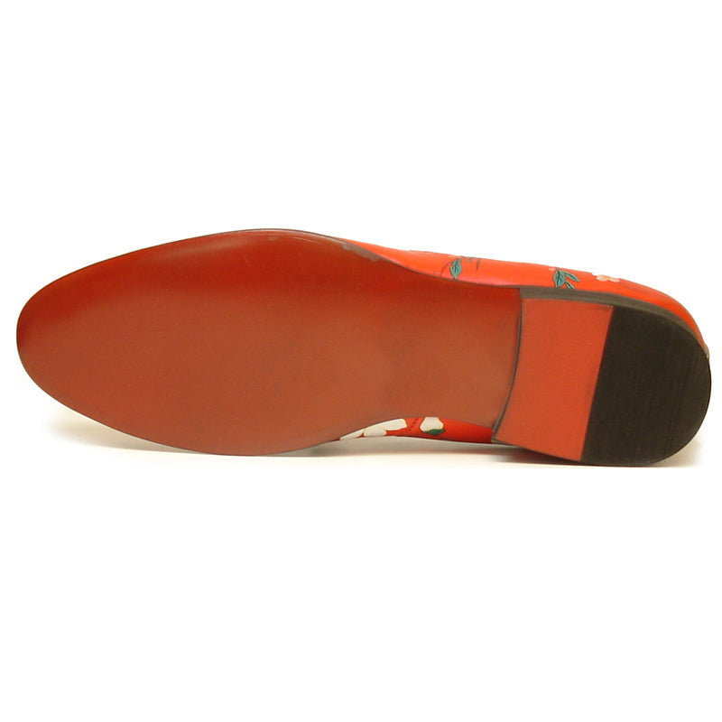 FI-7054 Red Leather Floral Print Fiesso by Aurelio Garcia slip on