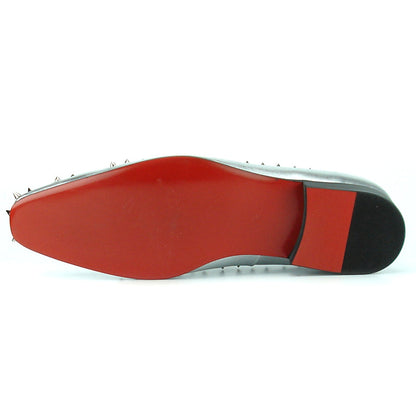 FI-7107 Silver Leather with Silver Spike Slip on Loafer Fiesso by Aurelio Garcia