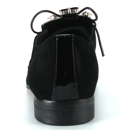 FI-7111 Black Patent over Back Suede Blue Stone Lace up