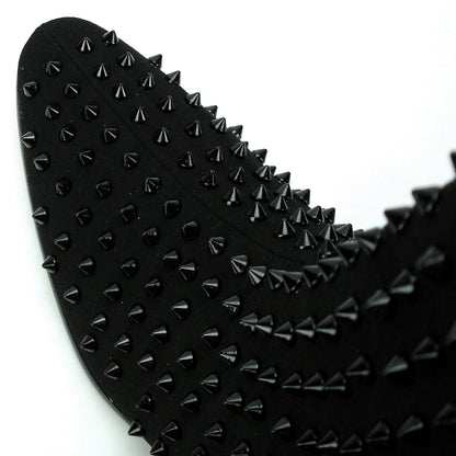 FI-7142 Black Suede Black Spikes Cuban Heel Fiesso by Aurelio Garcia Boot with Side Zipper