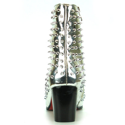 FI-7142 Silver Patent Leather Silver Spikes Cuban Heel Fiesso by Aurelio Garcia Boot