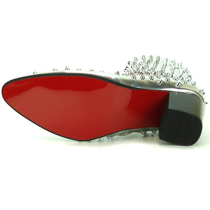 FI-7142 Silver Patent Leather Silver Spikes Cuban Heel Fiesso by Aurelio Garcia Boot