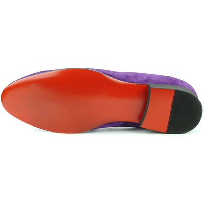 FI-7191 Purple Suede Fiesso by Aurelio Garcia with Silver Chain Slip on Loafer
