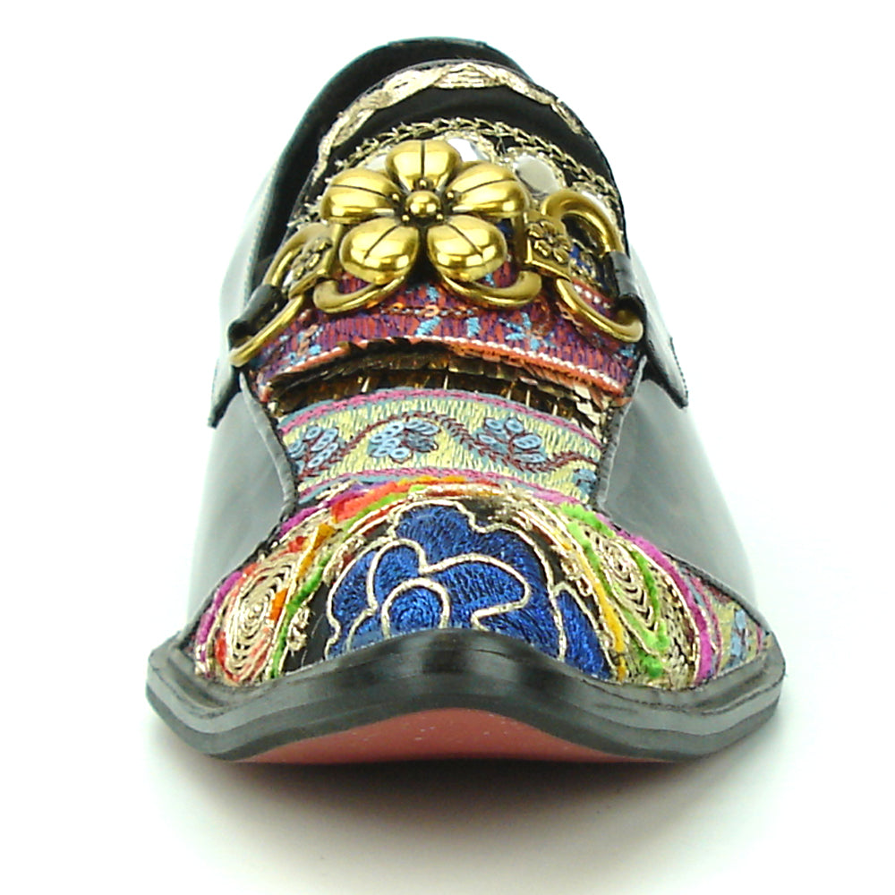 FI-7237 Black Leather Multi color Slip on Fiesso by Aurelio Garcia