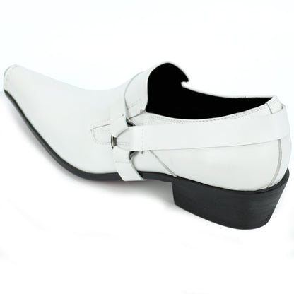 FI-7278 White Leather Shoe Pointed Toe Slip on Fiesso by Aurelio Garcia