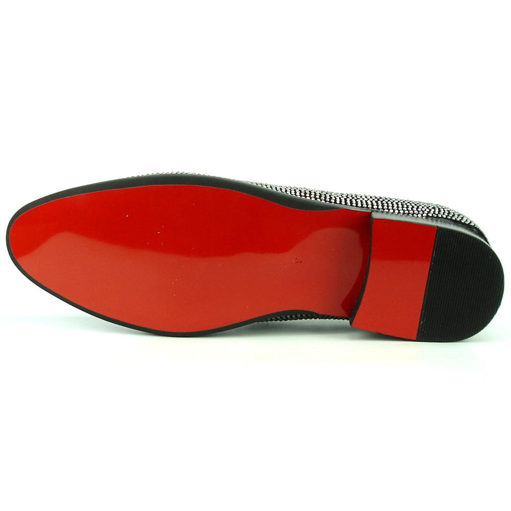FI-7285-A Black Suede Silver Rhinestones with Slip on Loafer Fiesso by Aurelio Garcia