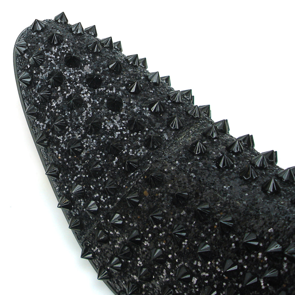 FI-7504 Black Glitter Black Spikes High top Boot Fiesso by Aurelio Garcia