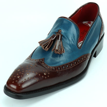 FI-8705 Burgundy Blue Wing Tip With Tassel Encore by Fiesso