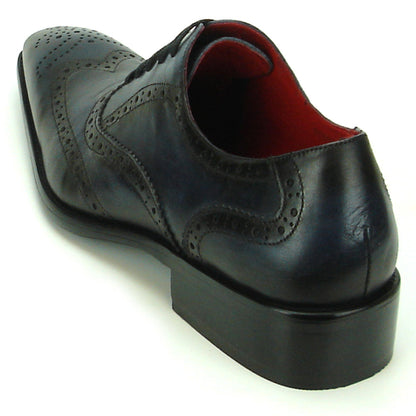 FI-8710 Genuine Black Leather Wing Tip Lace up Encore by Fiesso