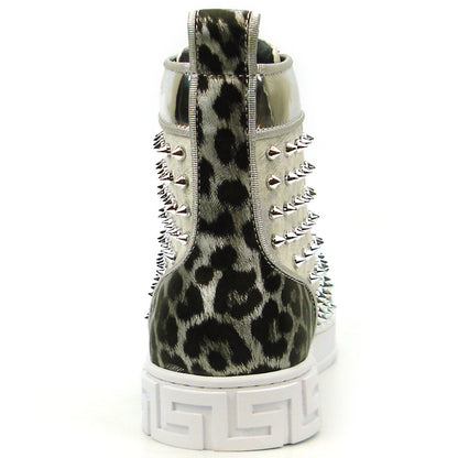 FI-2364 Silver Suede Silver Spikes High top Sneaker Encore by Fiesso