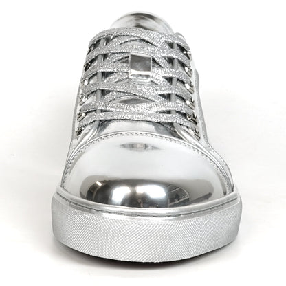 FI-2415-2 Silver Patent Leather Lace up Sneaker Encore by Fiesso