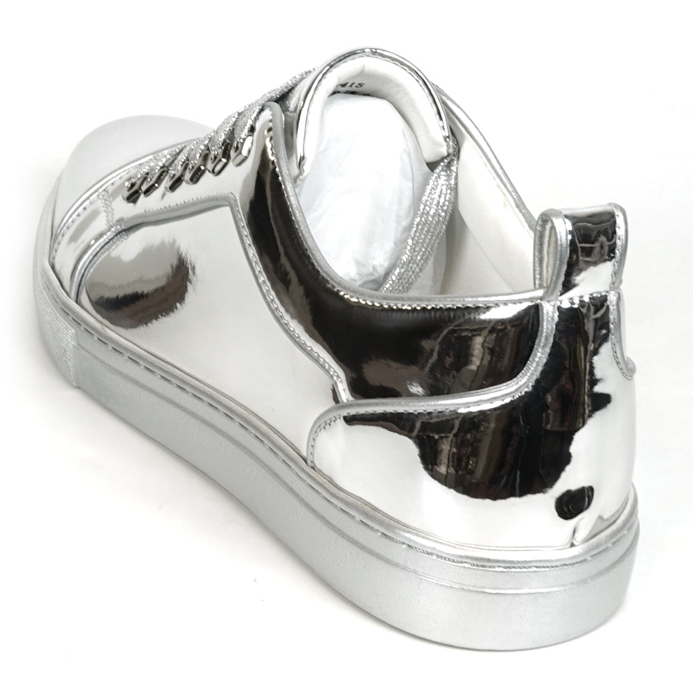 FI-2415-2 Silver Patent Leather Lace up Sneaker Encore by Fiesso