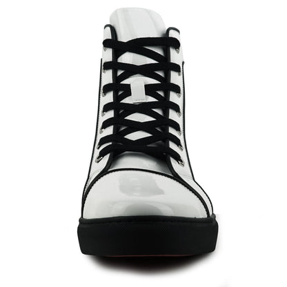 FI-2416 White Patent Leather Lace up High top Sneaker Encore by Fiesso