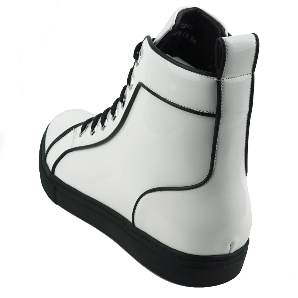FI-2416 White Patent Leather Lace up High top Sneaker Encore by Fiesso
