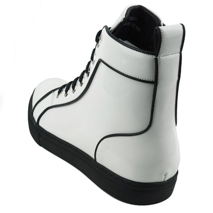 FI-2416 White Patent Leather Lace up High top Sneaker Encore by Fiesso