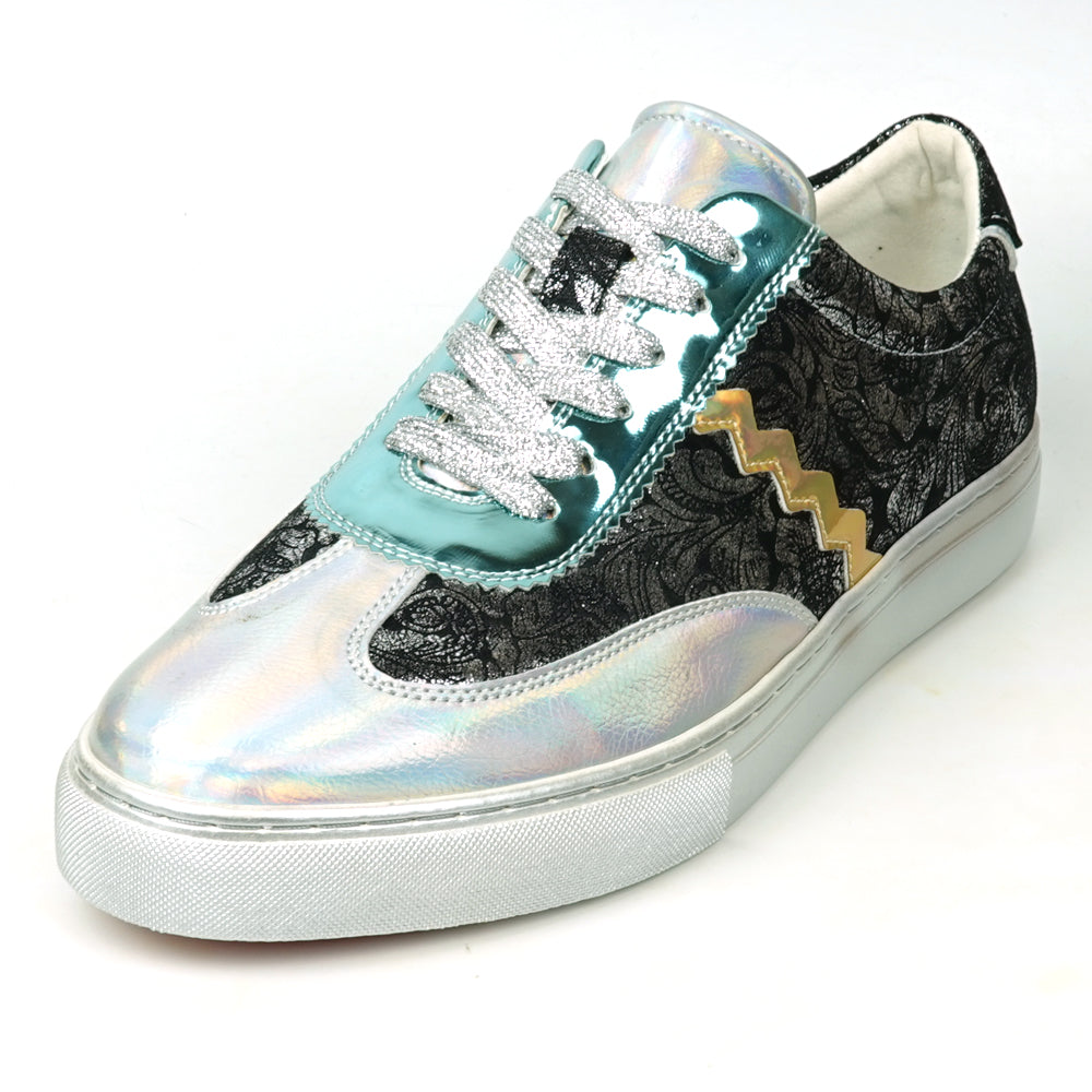 FI-2431 Silver Multi Leather Lace up Low Cut Sneaker Encore by Fiesso
