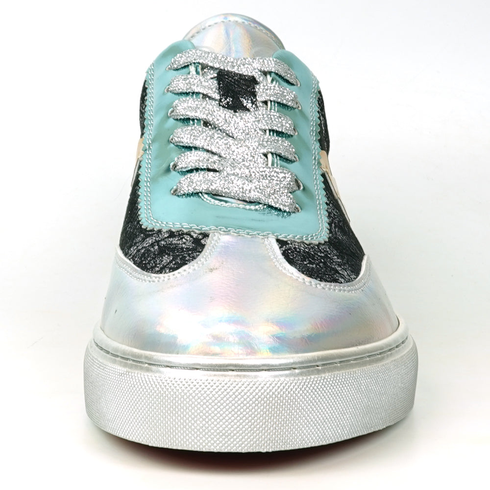 FI-2431 Silver Multi Leather Lace up Low Cut Sneaker Encore by Fiesso