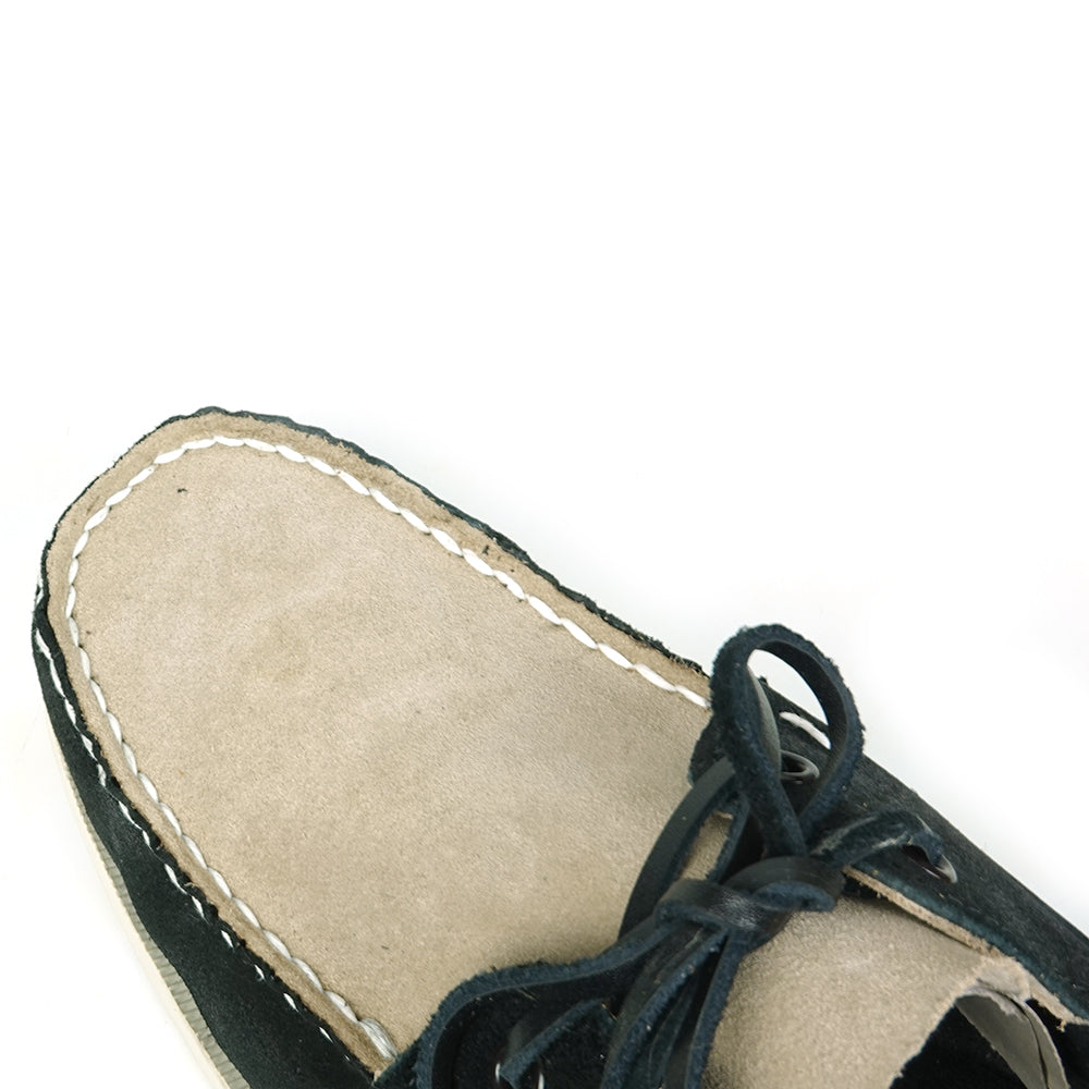 FI-6512-S Black Beige Premiun Genuine Suede Lace up Boat Shoes Fiesso by Aurelio Garcia