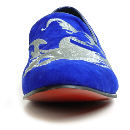 FI-7039 Royal Suede Embroidered Shoe Fiesso by Aurelio Garcia Slip on Loafer