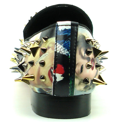 FI-7239-L Marilyn Print with Gold Spikes Slip on Fiesso by Aurelio Garcia