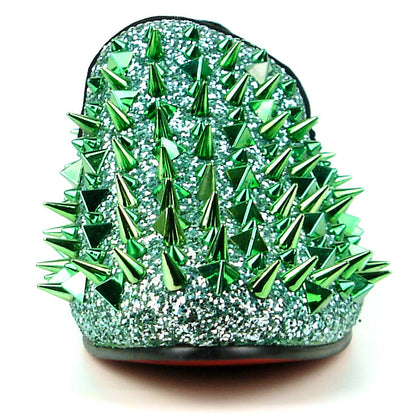 FI-7239 Green Glitter Green Spikes Slip on Loafer Fiesso by Aurelio Garcia