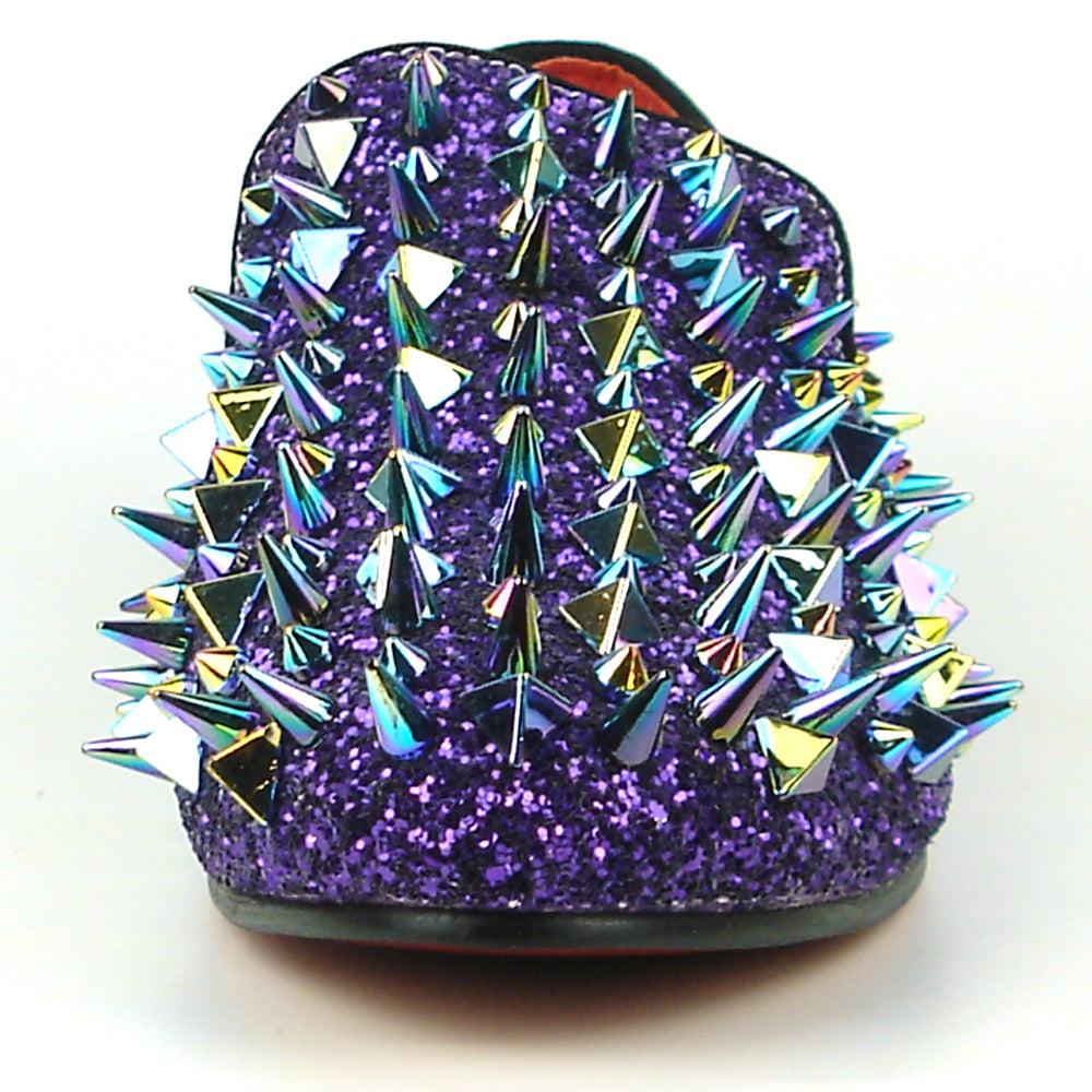 FI-7239 Purple Glitter Purple Spikes Slip on Loafer Fiesso by Aurelio Garcia