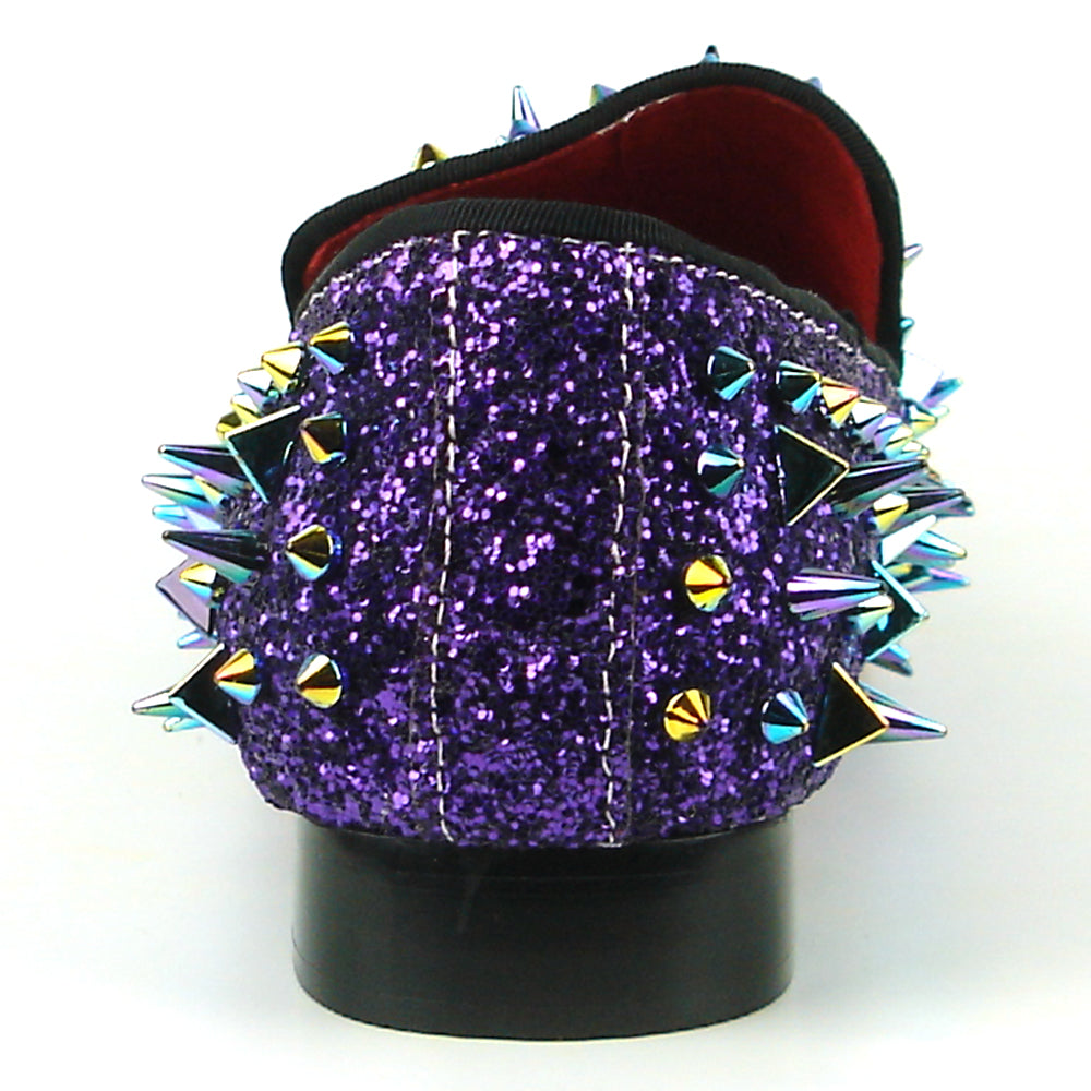 FI-7239 Purple Glitter Purple Spikes Slip on Loafer Fiesso by Aurelio Garcia